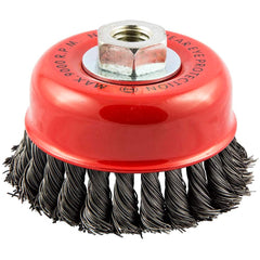 Norton - 4" Diam 5/8-11 Threaded Arbor Carbon Steel Fill Cup Brush - Industrial Tool & Supply