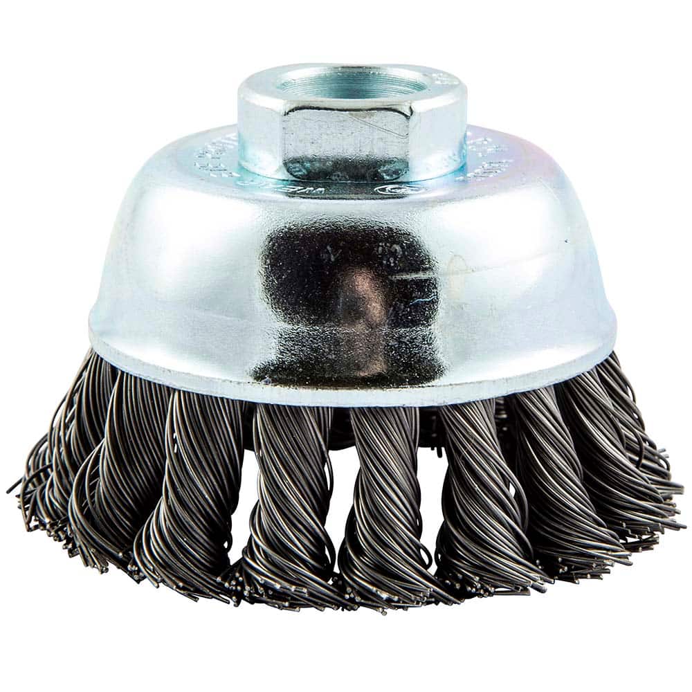 Norton - 2-3/4" Diam 5/8-11 Threaded Arbor Carbon Steel Fill Cup Brush - Industrial Tool & Supply