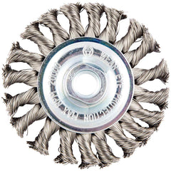 Norton - 4" OD, 5/8-11 Arbor Hole, Knotted Stainless Steel Wheel Brush - Industrial Tool & Supply