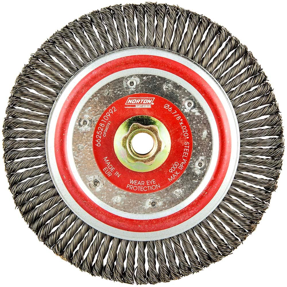 Norton - 6-7/8" OD, 5/8-11 Arbor Hole, Stringer Bead Carbon Wheel Brush - Industrial Tool & Supply