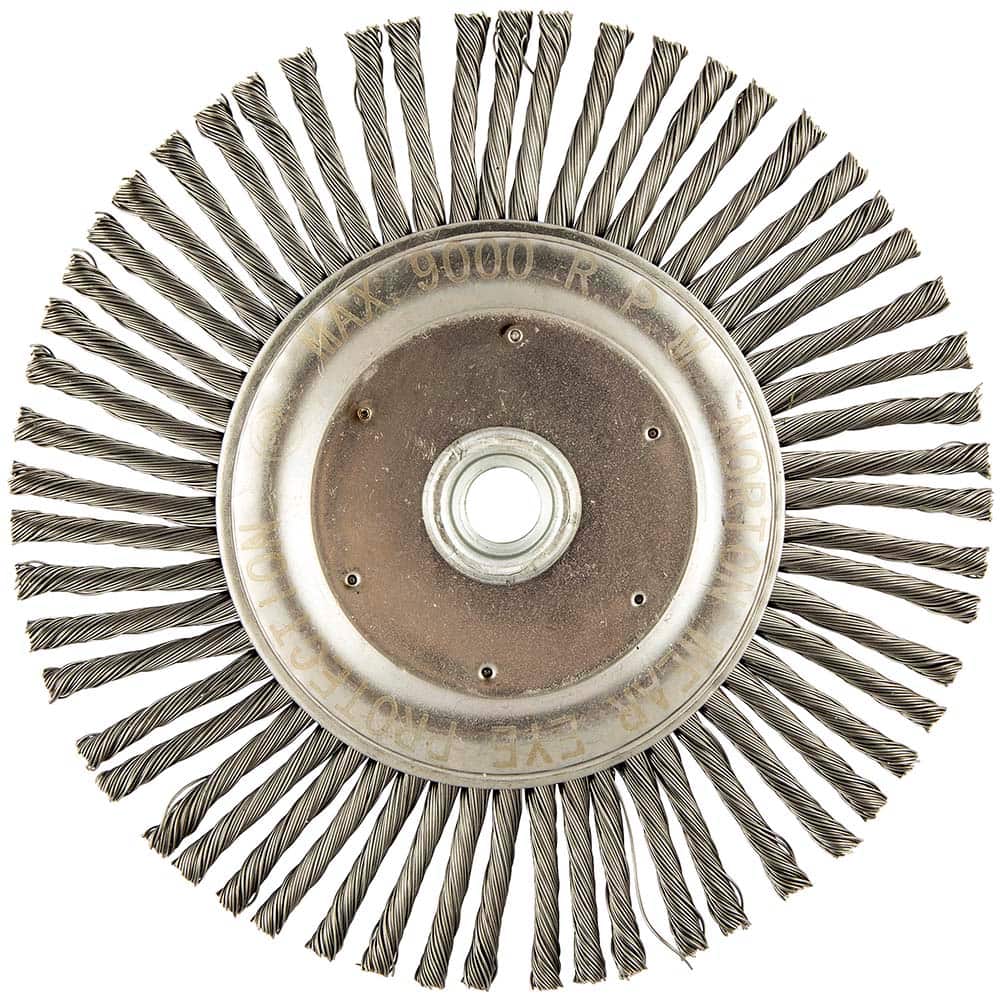 Norton - 6-7/8" OD, 5/8-11 Arbor Hole, Stringer Bead Carbon Wheel Brush - Industrial Tool & Supply