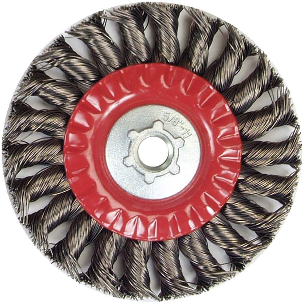 Norton - 5" OD, 5/8-11 Arbor Hole, Knotted Carbon Wheel Brush - Industrial Tool & Supply
