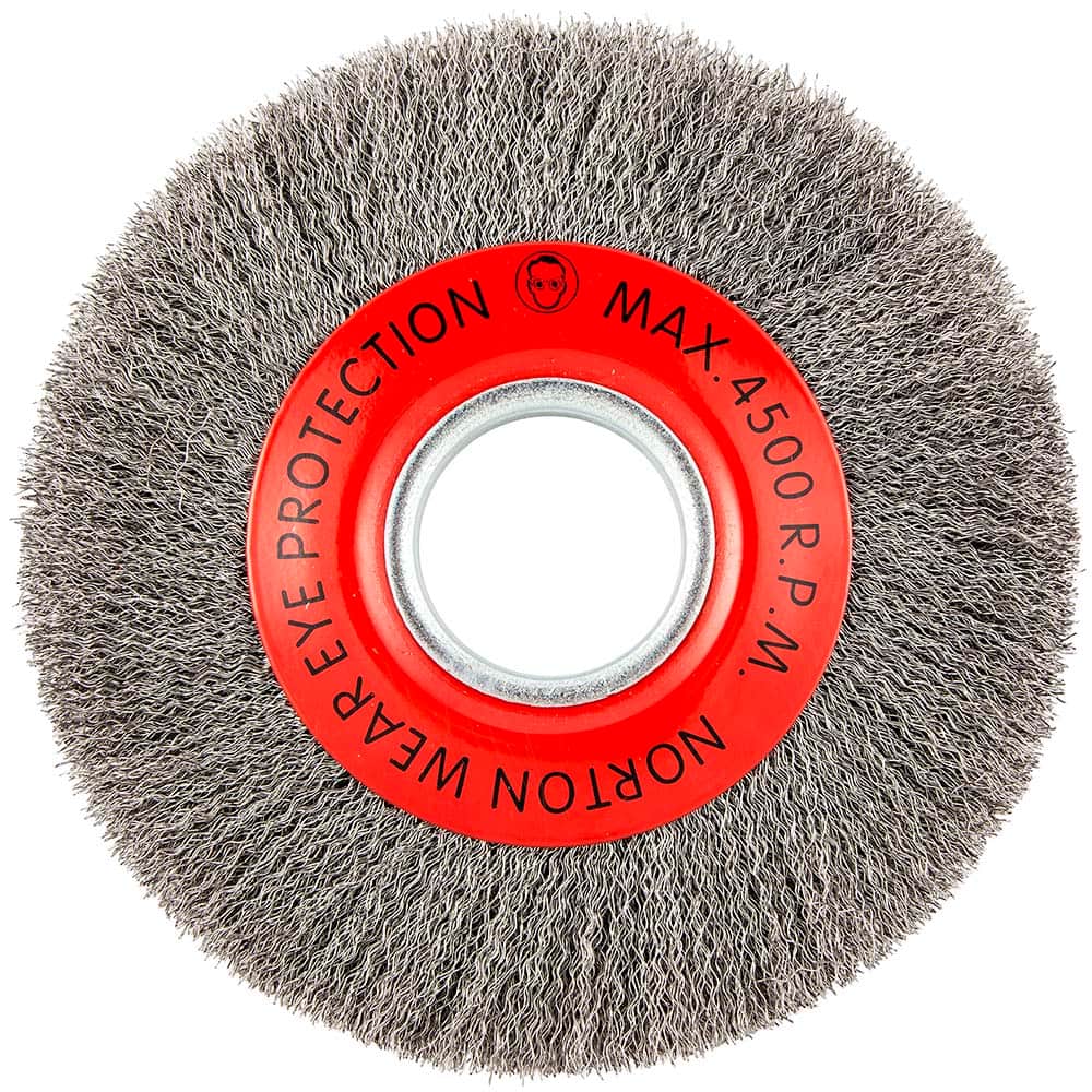 Norton - 8" OD, 2" Arbor Hole, Crimped Carbon Wheel Brush - Industrial Tool & Supply