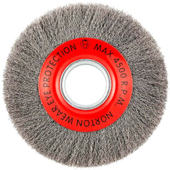 Norton - 8" OD, 2" Arbor Hole, Crimped Carbon Wheel Brush - Industrial Tool & Supply