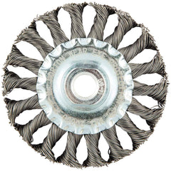 Norton - 4" OD, 5/8-11 Arbor Hole, Knotted Carbon Wheel Brush - Industrial Tool & Supply