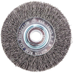 Norton - 4" OD, 5/8-11 Arbor Hole, Crimped Carbon Wheel Brush - Industrial Tool & Supply