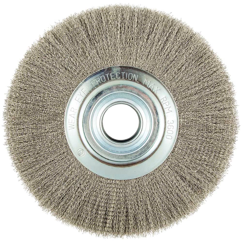 Norton - 12" OD, 2" Arbor Hole, Crimped Carbon Wheel Brush - Industrial Tool & Supply