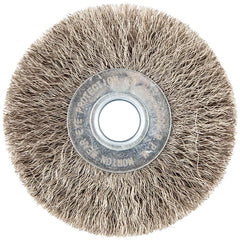 Norton - 3" OD, 1/2" Arbor Hole, Crimped Stainless Steel Wheel Brush - Industrial Tool & Supply