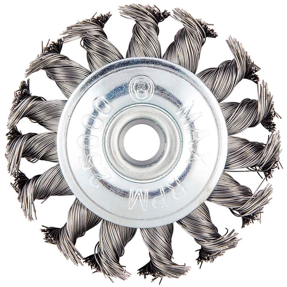 Norton - 3" OD, 3/8" Arbor Hole, Knotted Carbon Wheel Brush - Industrial Tool & Supply