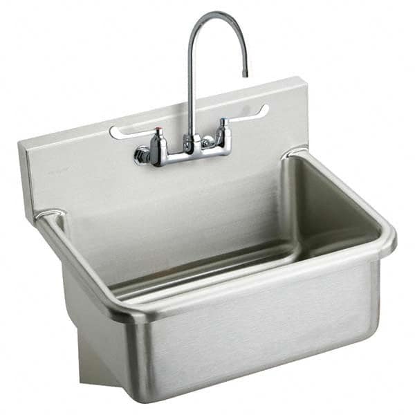 ELKAY - Stainless Steel Sinks Type: Hand Sink Wall Mount w/Manual Faucet Outside Length: 25 (Inch) - Industrial Tool & Supply