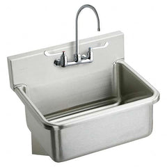 ELKAY - Stainless Steel Sinks Type: Hand Sink Wall Mount w/Manual Faucet Outside Length: 25 (Inch) - Industrial Tool & Supply