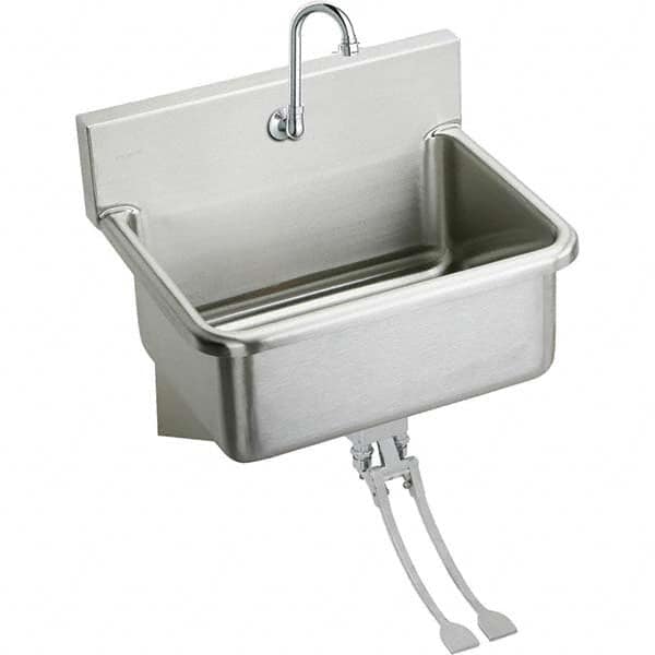 ELKAY - Stainless Steel Sinks Type: Hand Sink Wall Mount w/Double Knee Valve Outside Length: 25 (Inch) - Industrial Tool & Supply