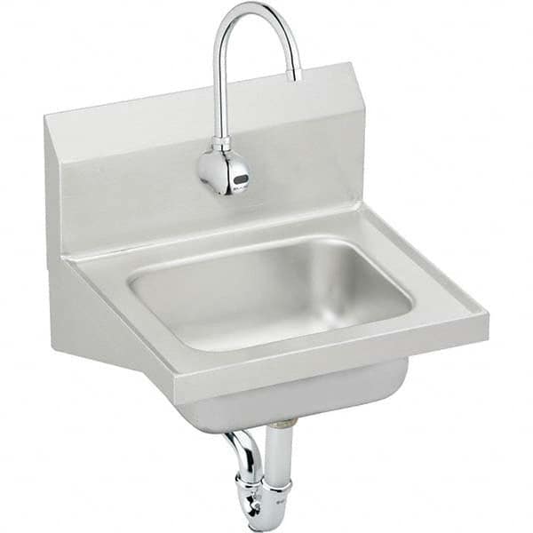 ELKAY - Stainless Steel Sinks Type: Hand Sink Wall Mount w/Electronic Faucet Outside Length: 16-3/4 (Inch) - Industrial Tool & Supply