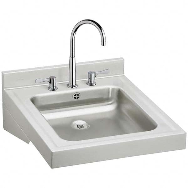 Sinks; Type: Lavatory Sink-Wall Hung; Outside Length: 19.000; Outside Length: 19; Outside Width: 23; 23 in; 23.0 in; Outside Height: 9; Outside Height: 9.0000; 9 in; 9.0 in; Material: Stainless Steel; Inside Length: 16; Inside Length: 16 in; 16.0 mm; Insi