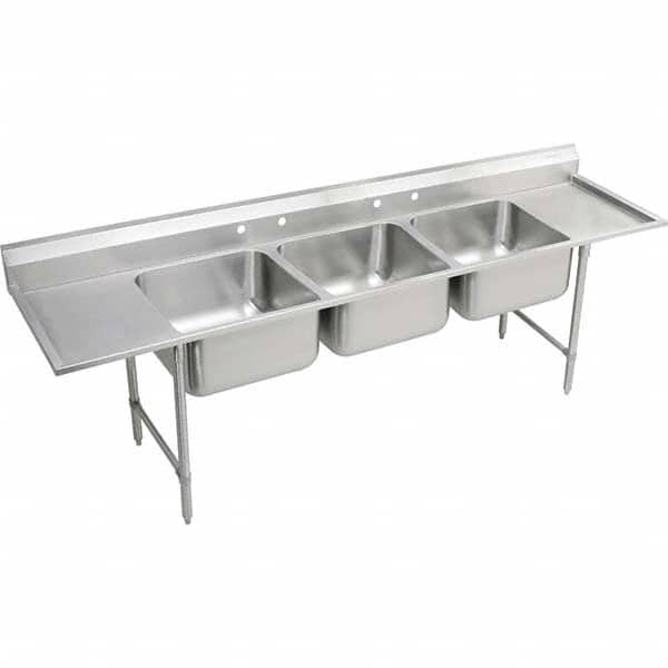 Sinks; Type: Scullery Sink; Outside Length: 97.500; Outside Length: 97-1/2; Outside Width: 29-3/4; 29.75 in; Outside Height: 42-1/4; Outside Height: 42.2500; 42.25 in; Material: Stainless Steel; Inside Length: 18; Inside Length: 18 in; 18.0 mm; Inside Wid