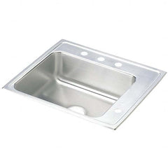 Sinks; Type: Drop In Sink; Outside Length: 25.000; Outside Length: 22; Outside Width: 19-1/2; Outside Height: 5-1/2; Outside Height: 5.5000; 5.5 in; Material: Stainless Steel; Inside Length: 16; Inside Length: 16 in; Inside Width: 13.5 in; 13-1/2; Depth (