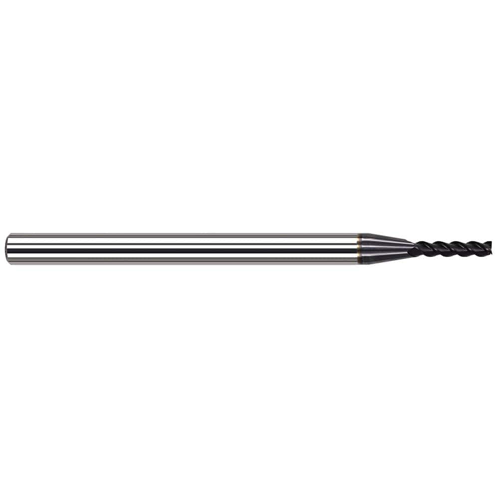 Corner Radius End Mill: 0.1″ Dia, 1/2″ LOC, 0.01″ Radius, 3 Flutes, Solid Carbide 2-1/2″ OAL, 1/8″ Shank Dia, 37 ° Helix, AlTiN Coated, Corner Radius End