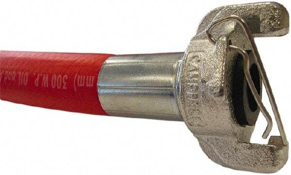 Continental ContiTech - 3/4" ID x 1.1" OD 50' Long Jackhammer Hose - Universal Style Coupling Ends, 200 Working psi, 180°, 3/4" Fitting, Red - Industrial Tool & Supply