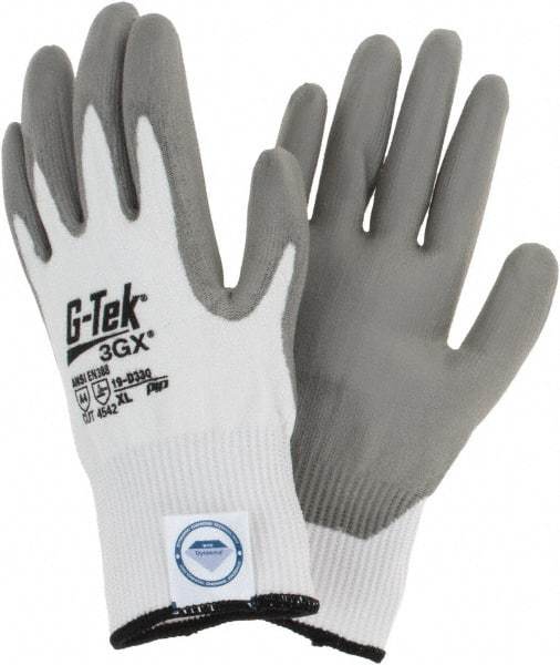 PIP - Size XL, ANSI Cut Lvl A4, Cut Resistant Gloves - Palm & Fingers Coated, White/Gray - Industrial Tool & Supply