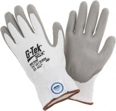 PIP - Size L, ANSI Cut Lvl A4, Cut Resistant Gloves - Palm & Fingers Coated, White/Gray - Industrial Tool & Supply