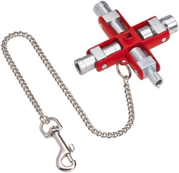 Knipex - 1 Piece Cabinet Key - 5, 6, 7 to 8, 9 to 10mm Square Capacity, 7, 8 to 9, 10 to 11mm Triangular Capacity, 3 to 5mm Two-Way Key Bit Capacity, 6mm Half Moon Capacity - Industrial Tool & Supply