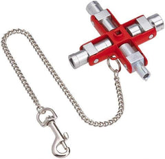 Knipex - 1 Piece Cabinet Key - 5, 6, 7 to 8, 9 to 10mm Square Capacity, 7, 8 to 9, 10 to 11mm Triangular Capacity, 3 to 5mm Two-Way Key Bit Capacity, 6mm Half Moon Capacity - Industrial Tool & Supply