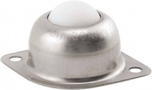 Hudson Bearing - 1 Inch Diameter, Oval, Nylon Ball Transfer - 1.1875 Inch Mount Height, 75 Lb. Capacity - Industrial Tool & Supply