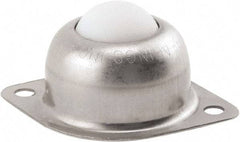 Hudson Bearing - 1 Inch Diameter, Oval, Nylon Ball Transfer - 1.1875 Inch Mount Height, 75 Lb. Capacity - Industrial Tool & Supply