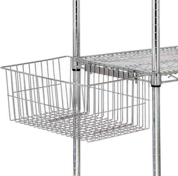 Quantum Storage - 18.87" Wide, Open Shelving Accessory/Component - Chrome, Chrome Finish, 11-1/4" Long, Use with Wire Shelving Units - Industrial Tool & Supply