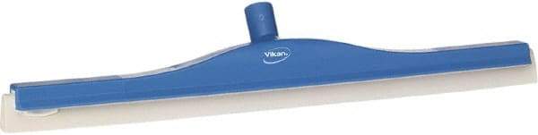 Vikan - 24" Foam Rubber Blade Floor Squeegee - Double Edge, Blue, Plastic Holder - Industrial Tool & Supply