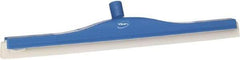 Vikan - 24" Foam Rubber Blade Floor Squeegee - Double Edge, Blue, Plastic Holder - Industrial Tool & Supply