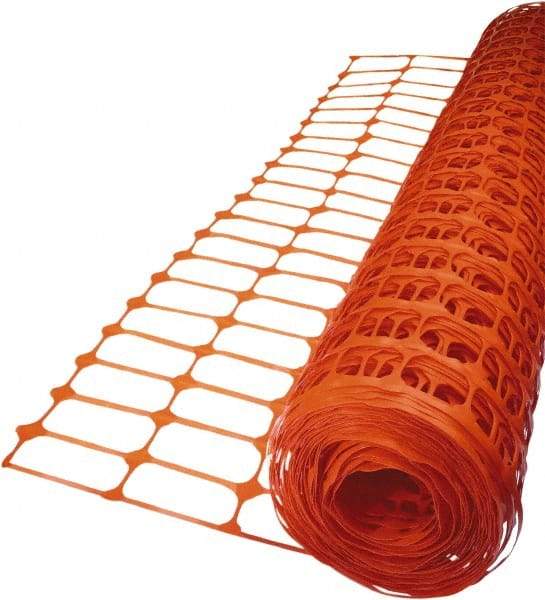 Tenax - 50' Long x 4' High, Orange Temporary Warning Barrier Fence - 3-1/2" x 1-1/2" Mesh - Industrial Tool & Supply