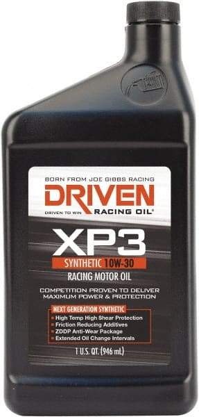 Joe Gibbs Driven Racing Oil - 1 Quart Synthetic Racing Oil - Grade 10W-30 - Industrial Tool & Supply