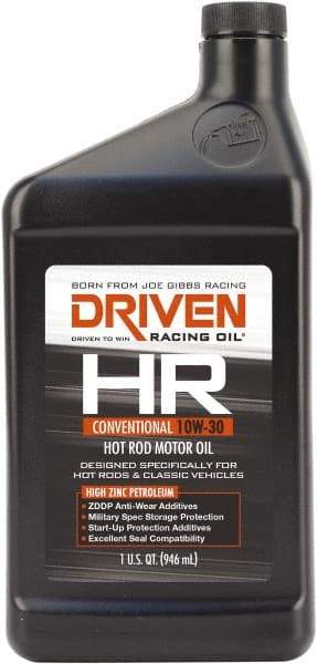 Joe Gibbs Driven Racing Oil - 1 Quart Conventional Oil - Grade 10W-30 - Industrial Tool & Supply