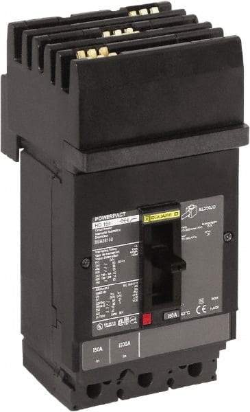 Square D - 80 Amp, 600 VAC, 3 Pole, Plug In Molded Case Circuit Breaker - Thermal Magnetic Trip, Multiple Breaking Capacity Ratings, 14-3/0 AWG - Industrial Tool & Supply