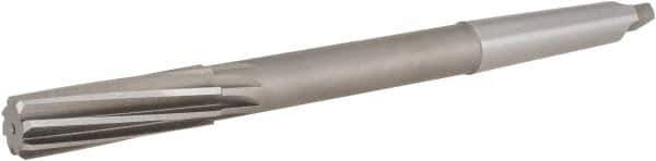 Hertel - 27/32" High Speed Steel 12 Flute Chucking Reamer - Spiral Flute, 2MT Morse Taper Shank, 2-1/2" Flute Length, 9-1/2" OAL - Industrial Tool & Supply