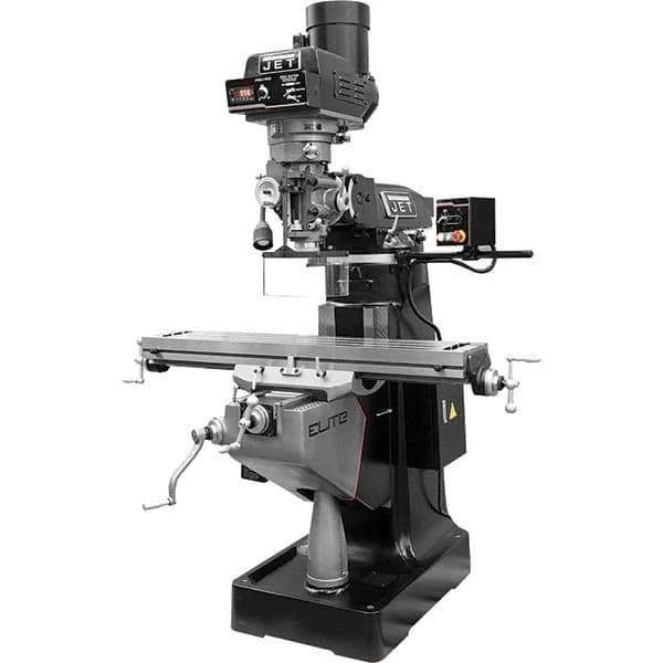 Jet - 9" Table Width x 49" Table Length, Electronic Variable Speed Control, 3 Phase Knee Milling Machine - R8 Spindle Taper, 3 hp - Industrial Tool & Supply