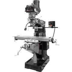 Jet - 9" Table Width x 49" Table Length, Variable Speed Pulley Control, 3 Phase Knee Milling Machine - R8 Spindle Taper, 3 hp - Industrial Tool & Supply