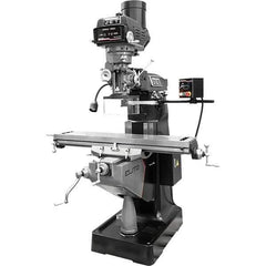 Jet - 9" Table Width x 49" Table Length, Variable Speed Pulley Control, 3 Phase Knee Milling Machine - R8 Spindle Taper, 3 hp - Industrial Tool & Supply