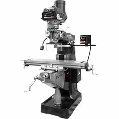 Jet - 9" Table Width x 49" Table Length, Variable Speed Pulley Control, 3 Phase Knee Milling Machine - R8 Spindle Taper, 3 hp - Industrial Tool & Supply