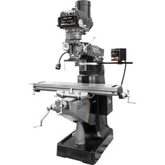 Jet - 9" Table Width x 49" Table Length, Variable Speed Pulley Control, 3 Phase Knee Milling Machine - R8 Spindle Taper, 3 hp - Industrial Tool & Supply