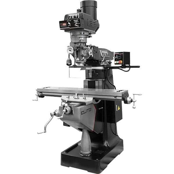 Jet - 9" Table Width x 49" Table Length, Electronic Variable Speed Control, 3 Phase Knee Milling Machine - R8 Spindle Taper, 3 hp - Industrial Tool & Supply