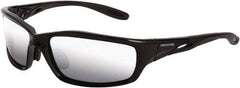 CrossFire - Silver Mirror Lenses, Framed Safety Glasses - Scratch Resistant, Black Frame, Size Universal, Wrap Around - Industrial Tool & Supply