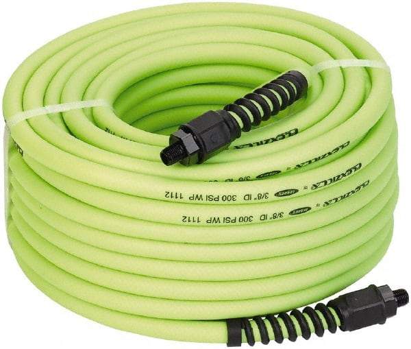Legacy - 3/8" ID x 0.61" OD 50' Long Multipurpose Air Hose - MNPT x MNPT Ends, 300 Working psi, 150°, 1/4" Fitting, Green - Industrial Tool & Supply