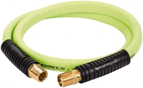 Legacy - 1/2" ID x 0.74" OD 4' Long Lead-In Whip Hose - FNPT x MNPT Swivel Ends, 300 Working psi, 140°, 1/2" Fitting, Green - Industrial Tool & Supply