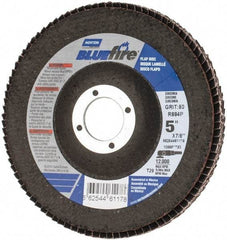 Norton - 80 Grit, 5" Disc Diam, 7/8" Center Hole, Type 29 Zirconia Alumina Flap Disc - 12,000 Max RPM, Cloth Backing, Arbor Attaching System, Coated - Industrial Tool & Supply