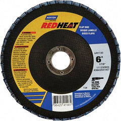 Norton - 60 Grit, 6" Disc Diam, 7/8" Center Hole, Type 29 Ceramic Alumina Flap Disc - 10,200 Max RPM, Cloth Backing, Arbor Attaching System, Coated - Industrial Tool & Supply