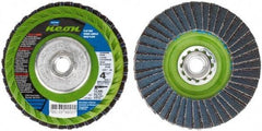 Norton - 120 Grit, 4-1/2" Disc Diam, 7/8" Center Hole, Type 29 Ceramic Alumina Flap Disc - 13,300 Max RPM, Polyester Backing, Arbor Attaching System, Coated - Industrial Tool & Supply