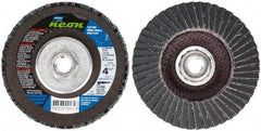 Norton - 120 Grit, 4-1/2" Disc Diam, 5/8-11 Center Hole, Type 29 Ceramic Alumina Flap Disc - 13,300 Max RPM, Polyester Backing, Arbor Attaching System, Coated - Industrial Tool & Supply