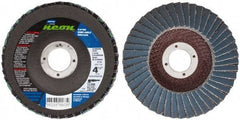 Norton - 80 Grit, 4-1/2" Disc Diam, 7/8" Center Hole, Type 29 Ceramic Alumina Flap Disc - 13,300 Max RPM, Polyester Backing, Arbor Attaching System, Coated - Industrial Tool & Supply